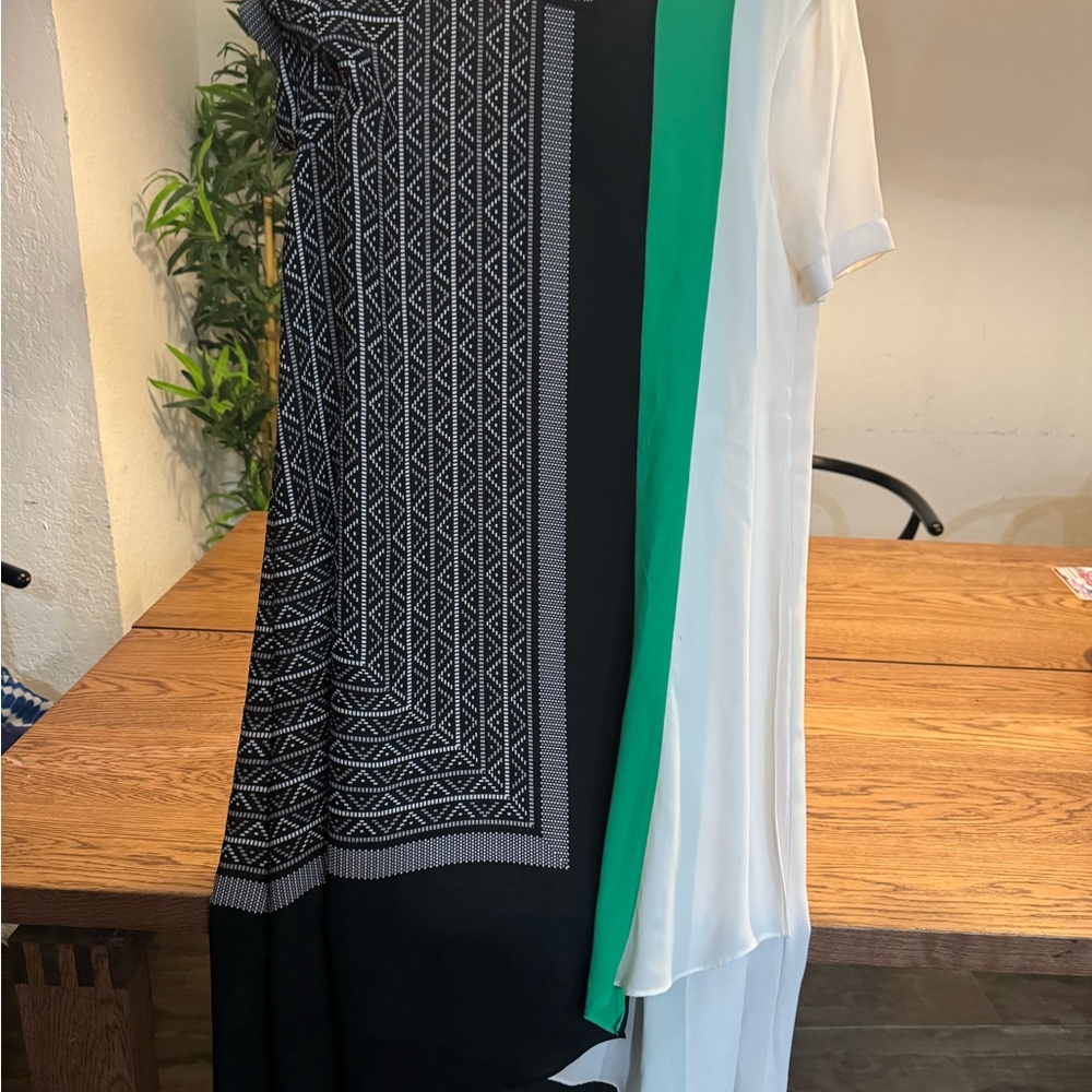 BCBGMaxAzria Black and White Geometric Midi Dress